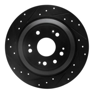 Honda Crosstour Brake Rotor (1) - Rear Left - R1 Concepts - Drilled & Slotted - Black - `10-`15